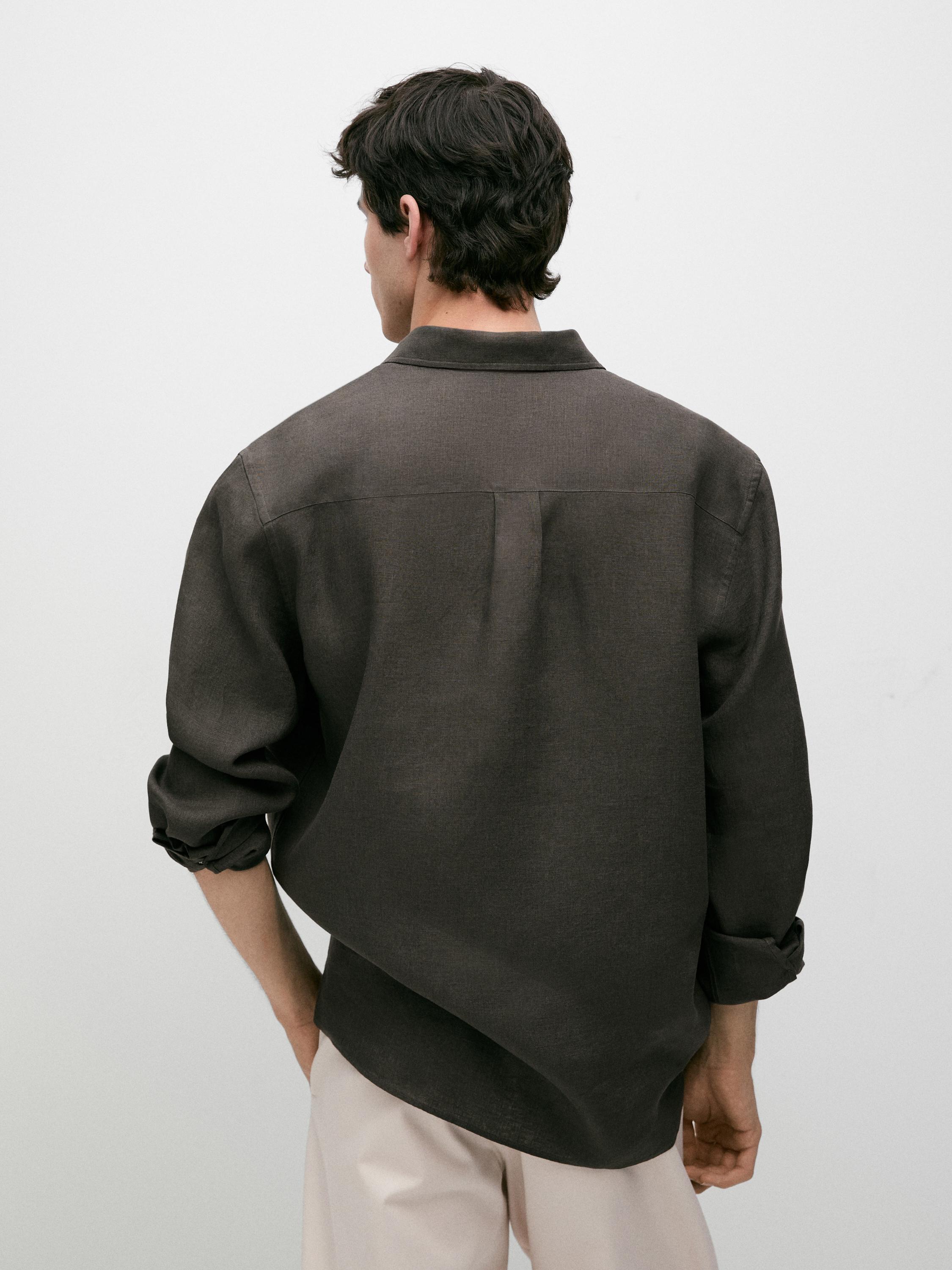 Regular fit 100% heavy linen shirt